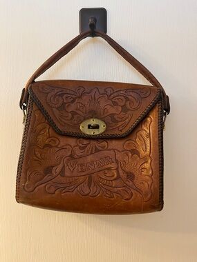 Brown Hand-Tooled Leather Bag